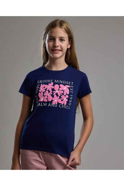 R&B تي شيرت مطبوع برقبة دائرية وأكمام قصيرة