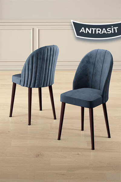 Canisa Kaye Serisi Mdf 90x168 Traverten Mutfak Masası Takımı 4 Antrasit Sandalye