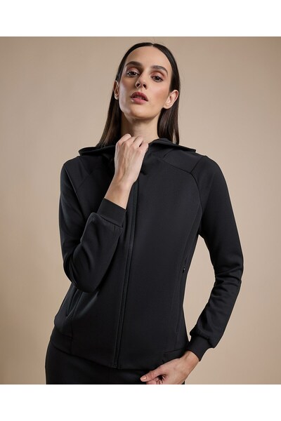 R&B Solid Active Jacket with Zipper Closure