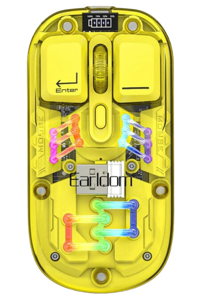 Sphone Kablosuz Sessiz Mouse 1600 DPI Şeffaf İskelet RGB Renkli Işıklı Gamer USB Alıcı Wireless Bluetooth