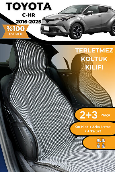 TREND Anti-Sweat Car Seat Protector Cover 100% Cotton 5-Piece Full Set Smoked White Toyota C-Hr