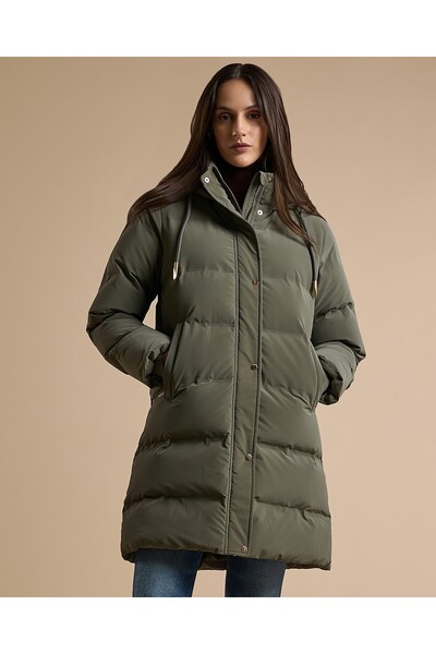 R&B Quilted Hooded Puffer Jacket with Zipper Closure