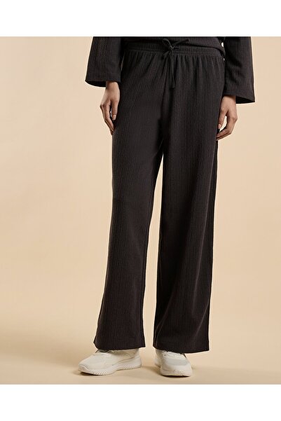 R&B Textured Wide Leg Pants with Drawstring Waist