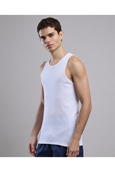 R&B White Men's White Men's's 2 Pack Solid Vests
