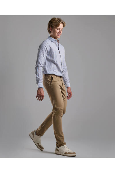 R&B Solid Slim Fit Pants with Button Closure