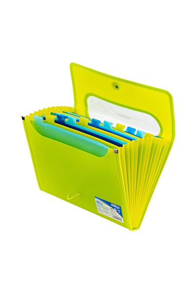 Strigo Expandable plastic folder A4, 12 compartments, green SF037