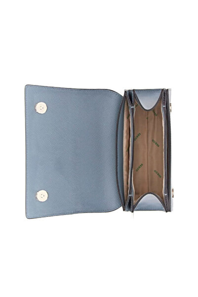 Guess Geantă de mână Alexie albastră pentru femei, cu clapă și design elegant