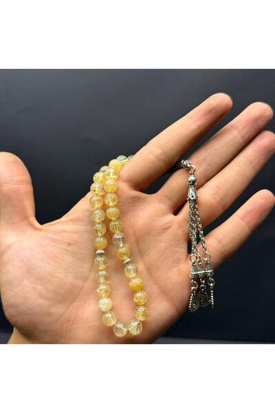 VURAL BİJUTERİ Özel Ahşap Kutulu 33’lü Sitrin Taşı Tesbih – Küre Kesim