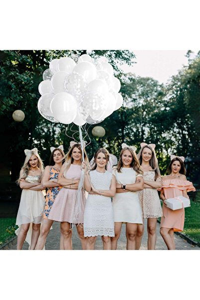 vivimall Set de 10 baloane din latex, 30 cm, 5 x albe, 5 x confetti, 2,8 g