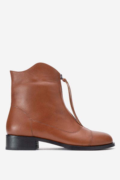 Dericlub Women's Zippered Flat Heel Boots Real Leather Rc 323 Taba