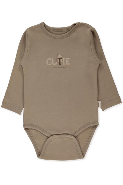 Bebetto قميص عضوي بأكمام طويلة (لحظة ممتعة عضوية) بني اللون