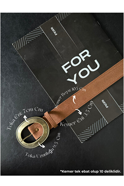 Fiori Suede Oval Antique Buckle Women's Trouser Belt, Coat Belt, Shirt Belt, Dress Belt