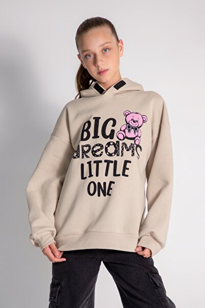 DMB BOYS & GIRLS Girl's Slogan Printed Oversized Sweatshirt with Ribbed Trim