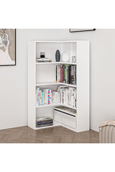 Home İzi Adel 3 Raflı Köşe Kitaplık - Beyaz