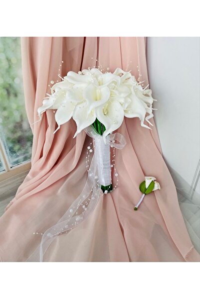 Diana Accessory Gala Gelin Buketi Gelin Çiçeği Damat Yaka Çiçeği Hediye 11+1