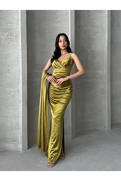 ADAMODA.RO Long dress with rhinestone straps