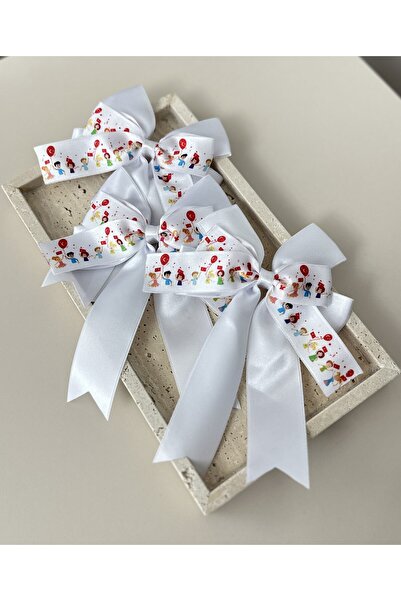 Bellamio Kids White Satin Bow Tie - Children's Day Special Series