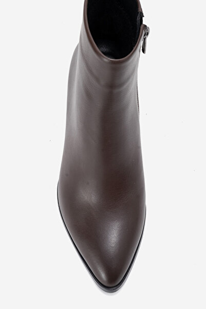 Dericlub Women's High Heeled Ankle Boots Real Leather Rc 311 Brown