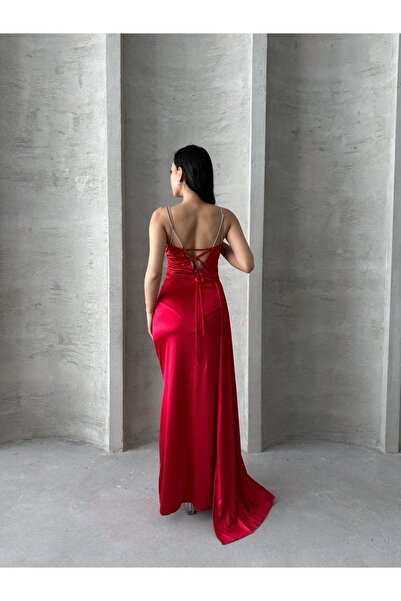 ADAMODA.RO Elegant long dress with rhinestone straps