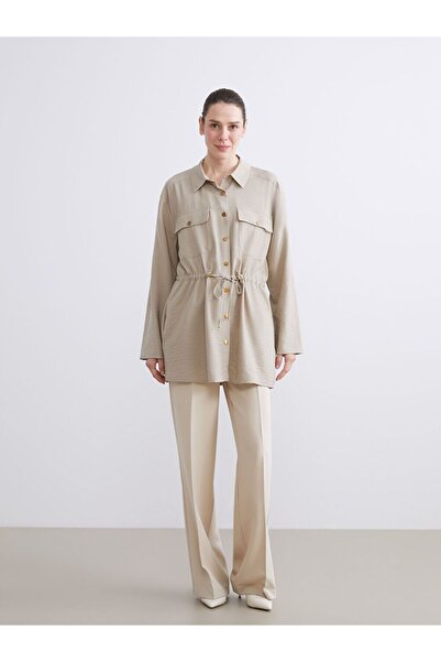 LC Waikiki Lcw Grace Shirt Collar Drawstring Women's Jacket