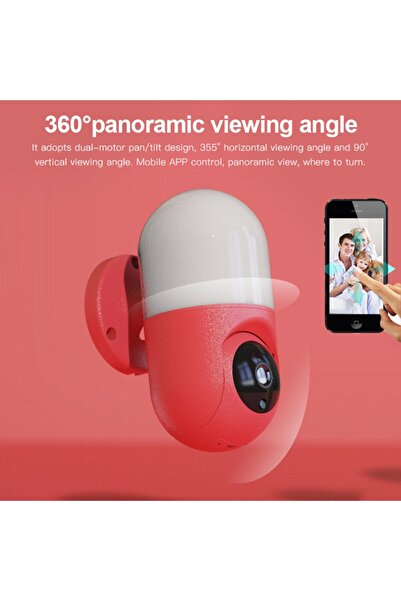 Generic كاميرا حركة خارجية عالية الدقة 2 ميجابكسل 1080 بكسل لمصباح حائط ذكي