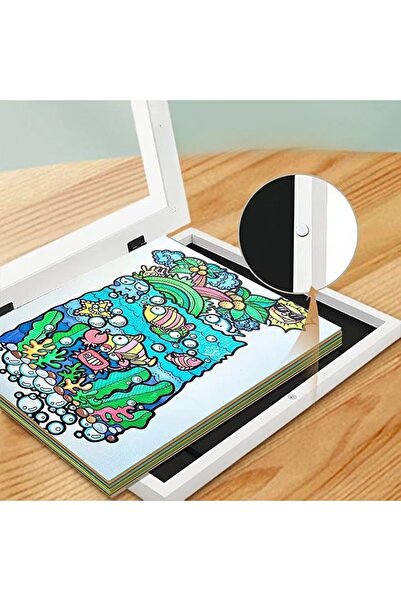 Flippy Rama Foto Flippy, Lemn MDF, Depozitare Desene A4, Sticlă Securizată, Alb