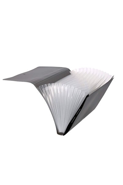 Strigo PP A4 folder, 13 compartments, elastic closure, metal clip, gray SF052