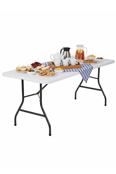 AGD Rectangular Folding Plastic Table for Indoor & Outdoor Use 74x74x180 cm / White