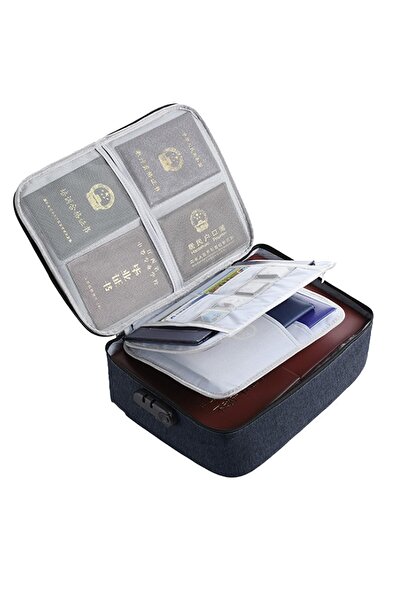 Flippy Geantă Depozitare Acte/Documente, Cod Securitate, Impermeabilă, 37x10.5x27 cm, Albastru Marin