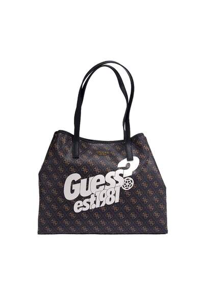 Guess Geantă tote Vikky pentru femei, maro, cu logo
