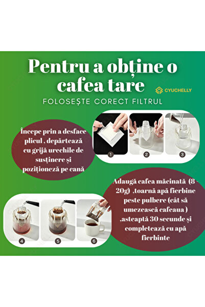 CYUCHELLY Set 50 x Filtre Cafea Hartie – Suspendate pe Cana, Tip V60, de Unica Folosinta