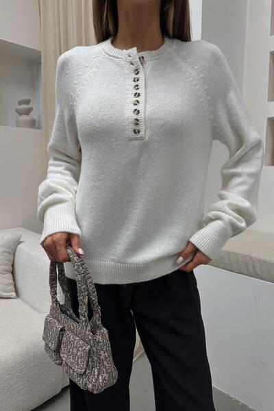 mylove سترة بأزرار مزخرفة باللون الإيكرو