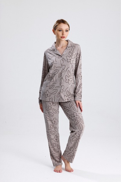 MARILYNMOOD Women's Front Buttoned Shirt Long Sleeve Pajama Set