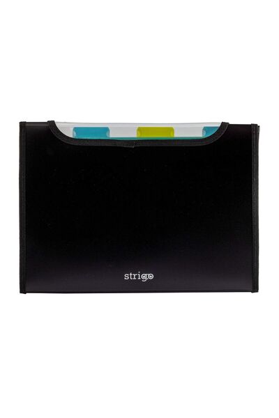 Strigo Expandable plastic folder A4, 6 compartments, black SF034