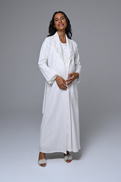 Marilyn Club Long Length Morning Gown Maternity-Nursing Women's Nightgown 2-Piece Set