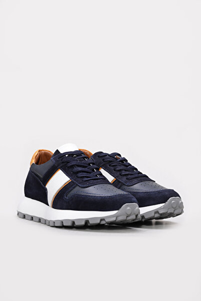 Ayakkabıhane Inside and Outside Genuine Leather Navy Blue Men's Sports Shoes Ah0825013124109