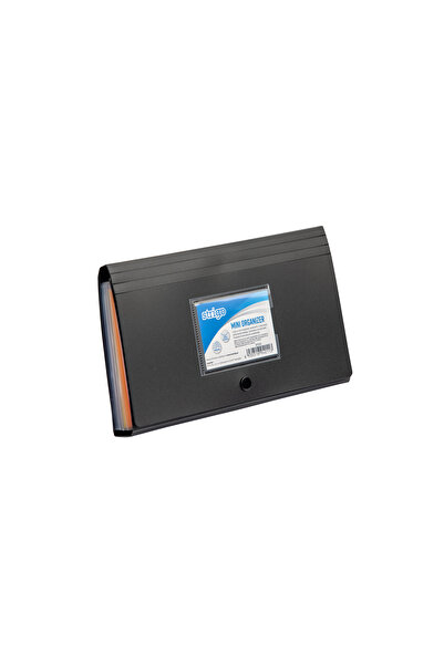 Strigo Envelope folder with DL staple, 6 colored compartments, black SF030