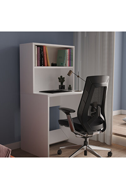 MORİVA HOME 100% MDF ÜST RAFLI ÇALIŞMA MASASI FONKSİYONEL VE MODERN TASARIM AYAK DESTEKLİ