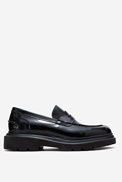 Dericlub Men's Thick Sole Loafer Genuine Leather Fr 244453 Black