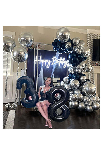 vivimall Set 10 Chrome Latex Balloons, 23 Cm, Black, 2.2 G