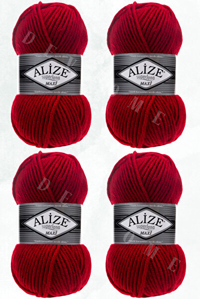 devhome Alize Superlana Maxi 100g Thick Wool Hand Knitting Yarn – Ideal for Winter Knitting 100m 4 Pieces