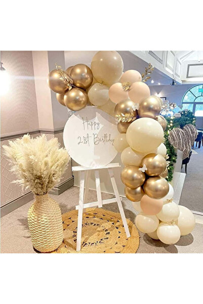 vivimall Set 16 baloane latex metalice, 30 cm, bej închis și deschis, 2,8 g