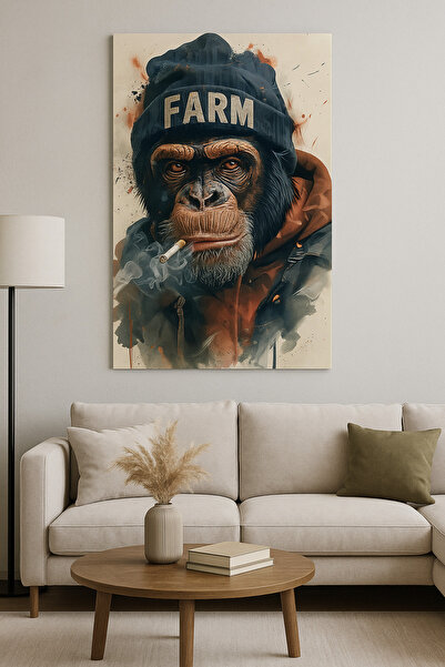 BLT DİZAYN Стилна улична арт картина на маймуна върху стъкло – срещата на бун...