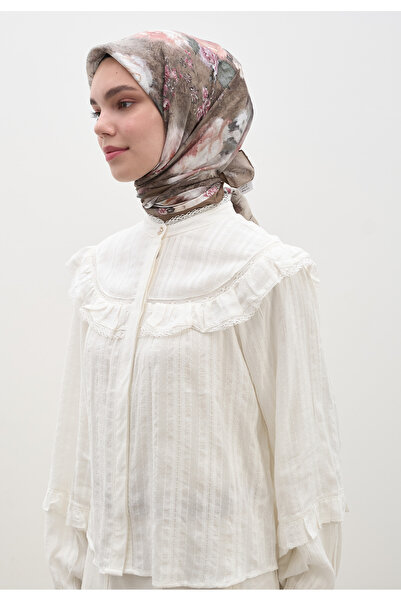 Fresh وشاح فيسكوز قطني بنقشة الورد العتيق من الفرو