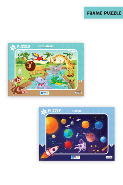 Blue Focus 2 Pcs 30 Pieces Children's Puzzle Cute Animals and Planets