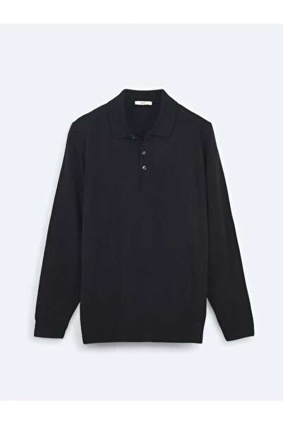 Kip Πλεκτό πουλόβερ μαύρο πόλο με μασίφ πλεκτό