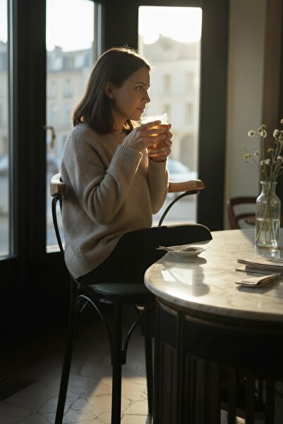 DENGEMA 169/65 Özel Üretim Bar Taburesi / Sandalyesi – 65 cm Yükseklik Yeşil Deri, Ahşap Sırt, Metal Ayak