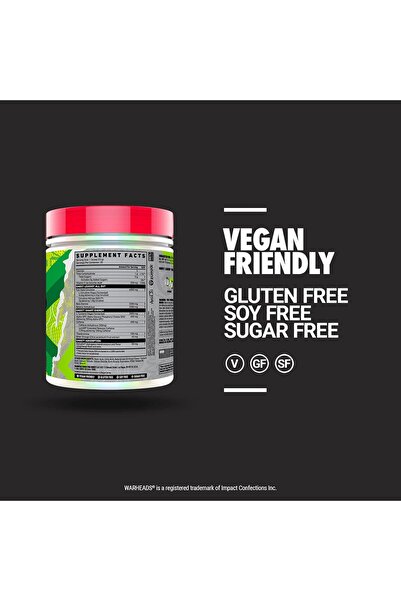 Ghost Pre-Workout Energy Powder, Legend All Out - WARHEADS Sour Green Apple, 20 Servings