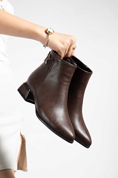 Dubais Shoes cizme de damă stilate de zi cu zi, galvanizate maro, cu toc de 4...