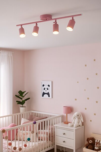 LEGACY Spoti 4'Lü Pembe Renk (GÜN IŞIĞI) Modern Tasarım Salon - Mutfak - Banyo Spot Ledli Sıralı Avize